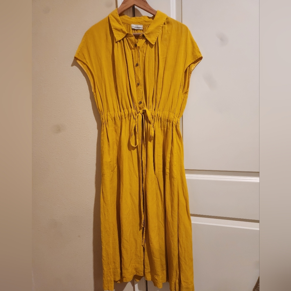 CO Mustard Button-Down Midi Dress